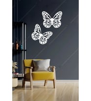 2 li Kelebek Set Duvar Dekorasyonu Ahşap Lazer Kesim (Beyaz)