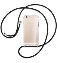Apple iPhone 6 / 6S Kılıf Boyun Omuz Askılı iPli Anti Şok Köşe Korumalı Şeffaf Silikon (Siyah)