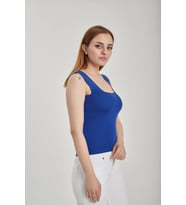 Modatalika Kadın Kare Yaka Crop Triko Bluz