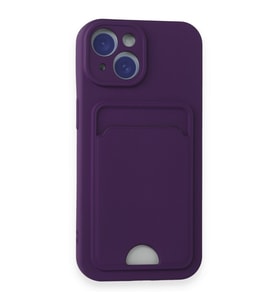 IPHONE 15 UYUMLU KELVİN KARTVİZİTLİ SİLİKON KILIF (Mor)