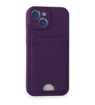 IPHONE 15 UYUMLU KELVİN KARTVİZİTLİ SİLİKON KILIF (Mor)