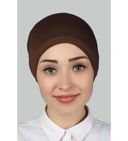 Hazır Pratik Geçmeli Lastikli Tesettür Bone (Çikolata)