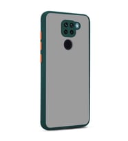 Xiaomi Redmi Note 9 Kılıf Zore Hux Düğme ve Kapak Zıt Renk Kılıf (Koyu Yeşil)