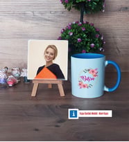 İsme Özel Fotoğraflı Dekoratif Taş, Kupa Bardak Beyaz Hediye (Model 4)