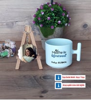 Matematik Öğretmeni Kupa Bardak Beyaz ve Fotoğraflı Ahşap Anahtarlık Hediye Matematik Öğretmenine Hediye (Model 12)