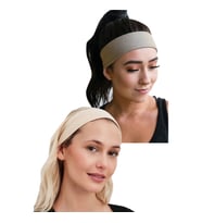 2'li Spor Saç Bantları - Kadın & Erkek Spor Tenis Yoga Koşu Makyaj Cilt Maskesi Yüz Yıkama Tarz Ter Kafa Bandı Unisex Kombin Esnek Saç Bandı Seti (Kakao - Krem)