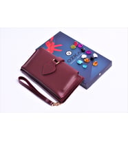 ÖZKA LEATHER - Kişiye Özel Telefon Bölmeli Trend Kadın Cüzdan (Bordo)