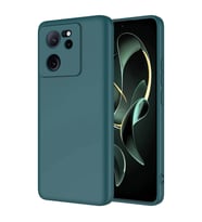 Xiaomi Mi 13T Kılıf Kamera Korumalı iÇi Süet Dokulu Lansman Tipi Silikon (Koyu Yeşil)