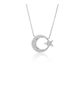 Pigado 925 Ayar Gümüş Ayyıldız Figürlü Kadın Kolye (Beyaz)