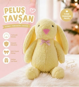 Uzun Kulak Uyku Arkadaşım Bunny Peluş Tavşan 65 cm - Çocuğunuzun Uyku Arkadaşı (Sarı)