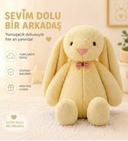 Uzun Kulak Uyku Arkadaşım Bunny Peluş Tavşan 65 cm - Çocuğunuzun Uyku Arkadaşı (Sarı)