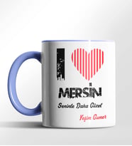 Kişiye Özel Mersin Seninle Daha Güzel Tema Siyah Renk Kupa (Mavi)