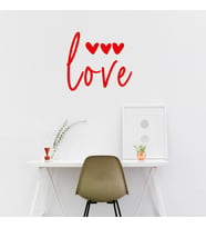 El Yazısı ile Yazılmış Love Duvar Yazısı Sticker 60x53cm - Siyah (Kırmızı)
