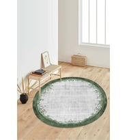 Dijital Baskılı Kaymaz Taban Yıkanabilir Yuvarlak Salon Halısı Koridor Halısı Paspas NDY-HY-1104 (Yeşil)