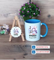 Kimyager Kupa Bardak Kırmızı ve Ahşap Anahtarlık Hediye (Model 3)