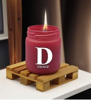 BK Gift Kişiye Özel DTF İsimli Renkli Cam Kavanozda Kokulu Mum-2(13 Renk Seçeneği), Arkadaşa Hediye, Sevgiliye Hediye, Doğum Günü Hediyesi (Leylak)