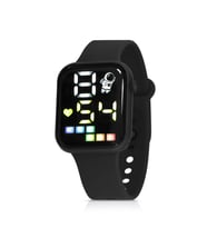 Polo Air Silikon Kordon Dijital Renkli Işıklı Unisex Kol Saati PL-1460B (Siyah)