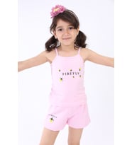 Toontoy Kız Bebek Baskılı Şortlu Takım (Pembe)