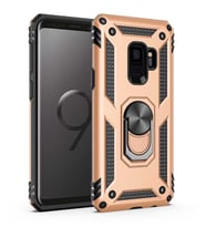Galaxy S9 Kılıf Zore Vega Yüzüklü Standlı Zırh Kılıf (Gold)
