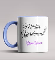 Kişiye Özel Müdür Yardımcısı Tasarımlı Siyah Renk Kupa Bardak 3 (Mavi)