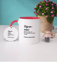 Öğretmen Kupa Bardak ve Anahtarlık (Kırmızı)