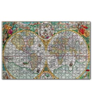 Cakapuzzle Dünya Haritası Latince ve Resimli  Puzzle Yapboz MDF (Ahşap) (500 Parça)