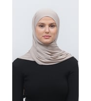 Tesettür Penye Şal Düz (Koyu Krem)
