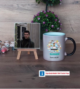 Blogger Fotoğraflı Dekoratif Taş, Kupa Bardak Beyaz Hediye (Model 9)