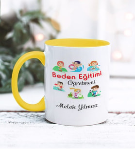 Beden Eğitimi Öğretmeni Tasarımlı Kişiye Özel Kupa Bardak (Sarı)