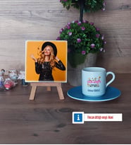 Çocuk Gelişimi Uzmanı Fotoğraflı Dekoratif Taş, Ahşap Altlıklı Türk Kahvesi Fincanı Hediye (Model 5)