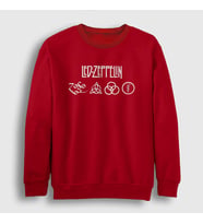 Presmono Unisex Beyaz Symbols Led Zeppelin Sweatshirt 97098tt (Kırmızı)