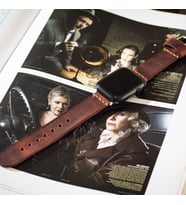 Apple Watch Uyumlu Deri Kordon / Kayış   42/44/45 Mm - Gerçek Deri / El Yapımı (Rose)