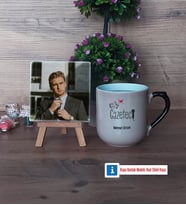 Gazeteci Fotoğraflı Dekoratif Taş, Kupa Bardak Beyaz Hediye (Model 10)