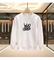 WHO CARES BASKILI SWEATSHİRT (Beyaz)