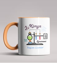 Kişiye Özel Kimya Öğretmeni Tasarım Siyah Renk Kupa Bardak 9 (Turuncu)
