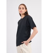 Nare Giyim Siyah Pamuklu Basic Kadın T-shirt (Antrasit)