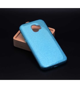 Samsung Galaxy J6 Kılıf Simli Parlak Shining Kapak (Mavi)