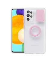 Ally SM Galaxy S21 S30 Ultra Kılıf Sürgülü Kamera Lens Korumalı Yüzük Standlı Silikon Kılıf (Pembe)