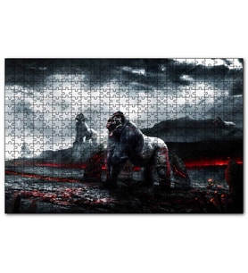 Cakapuzzle Savaşçı Goriller ve Lav Denizi  Puzzle Yapboz MDF (Ahşap) (255 Parça)