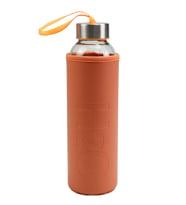 500ml Deri Kılıflı Cam Matara (Turuncu)
