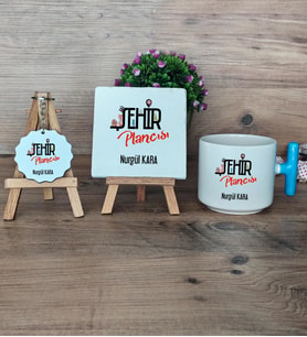 Şehir Plancısı Hediye Seti Kupa Bardak T Kulplu, Dekoratif Taş, Anahtarlık Şehir Plancısına Hediye (Model 3)
