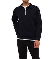 Ghassy Co. Erkek Polo Yaka Oversize Yarım Fermuarlı Sweatshirt (Lacivert)