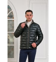 REGULAR FİT DİK YAKA ASTARLI KAPİTONE ERKEK MONT (Yeşil)