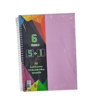 5+1 Ayraçlı Defter 6 Konulu 150 Yaprak 1 Adet 5 Kareli 1 Çizgili Spralli Plastik Kapak Seperatörlü (Pembe)
