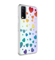Vivo Y11S Kılıf M-Blue Desenli Kılıf (Kalpli Beyaz)