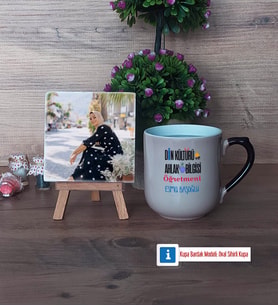 Din Kültürü Öğretmeni Fotoğraflı Dekoratif Taş, Kupa Bardak Beyaz Hediye Öğretmenler Günü Hediyesi (Model 10)