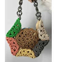 EL ÖRGÜSÜ ÇİÇEKLİ KADIN EL ÇANTASI 30X27 CM (Çok Renkli)