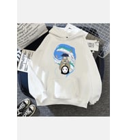 Komşum Totoro Kapşonlu Sweatshirt (Beyaz)