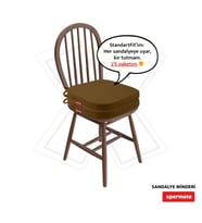 XPERMATE 2'li StandartFit Oval Sandalye Minderi Fermuarlı Yıkanabilir Kılıf Bağcıklı Su ve Yağ İtici 42x42x5 cm (Kahverengi)