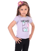 Toontoy Kız Bebek Heart Baskılı Tişört (Mavi)